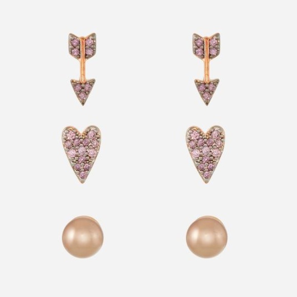 henri bendel Jewelry - Henri Bendel Luxe Quirky Heart Stud Set
